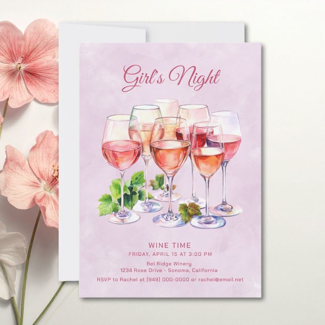 Pink Girls Night Wine  Invitation (Creator Uploaded)