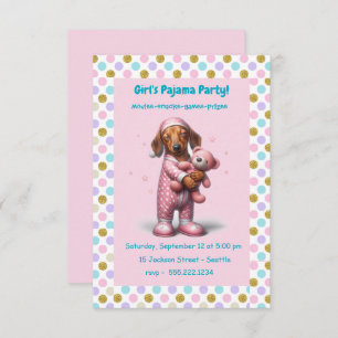 Pink Girl's Pajama Party Invitation