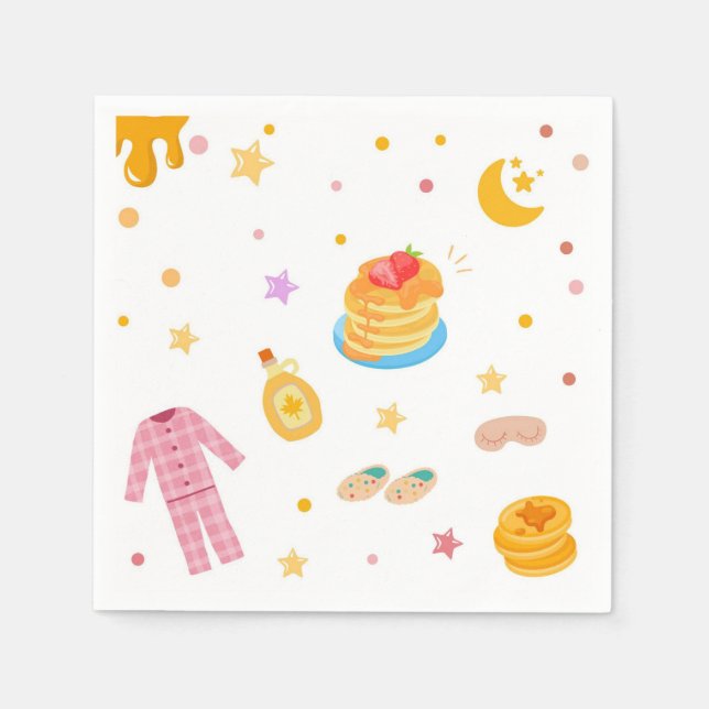 Pink Girls Pancakes and Pyjamas Party Napkin (Front)