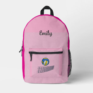 Pink Girls School Volleyball Personalise Printed Backpack