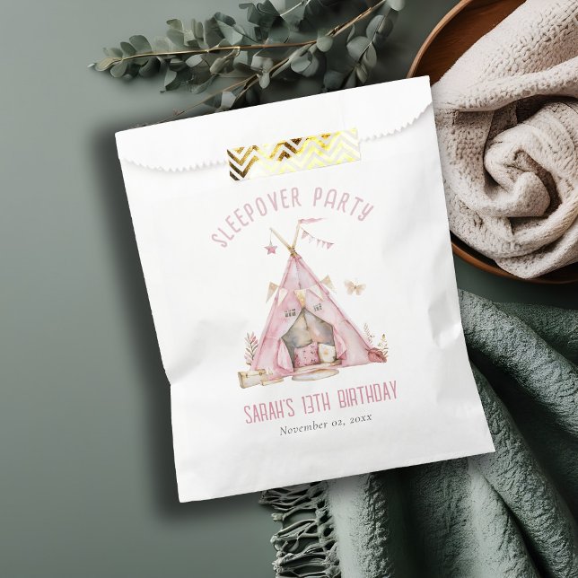 Pink Girls Tent Sleepover Slumber Birthday Party Favour Bag (Creator Uploaded)