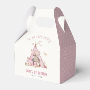 Pink Girls Tent Sleepover Slumber Birthday Party Favour Box
