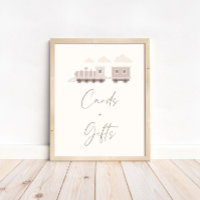 Pink Girls Train Birthday Cards and Gifts Sign