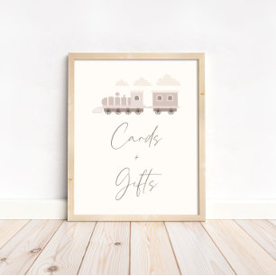 Pink Girls Train Birthday Cards and Gifts Sign