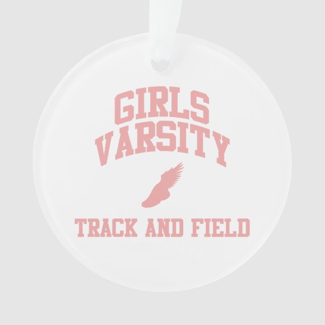 Pink Girls Varsity Track and Field Ornament (Front)