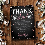 Pink Girl's Winter Christmas Baby Shower Thank You<br><div class="desc">Celebrate in style with these sweet and very trendy real foil pressed baby shower invitations. This design is easy to personalise with your special event wording and your guests will be thrilled when they receive these fabulous invites.</div>