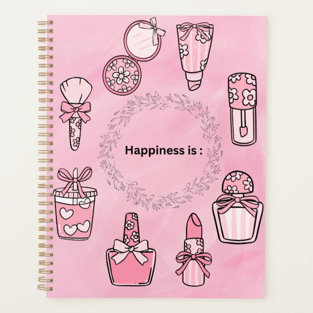 Pink Girly Aesthetic Background Planner (Front)