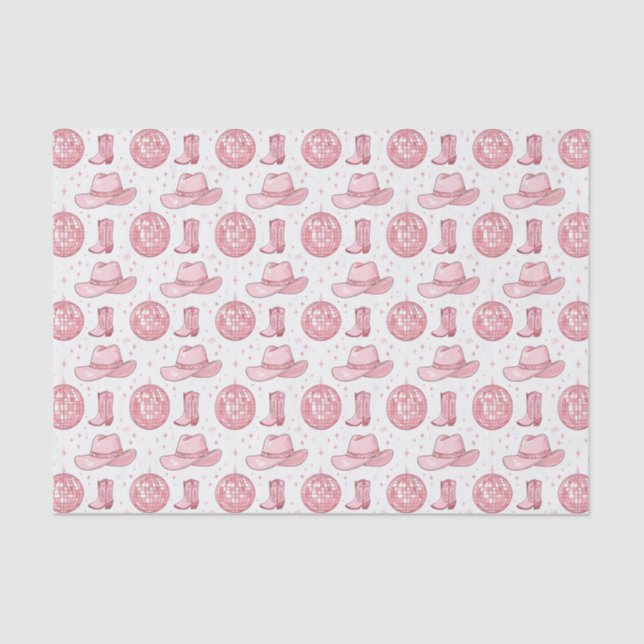Pink Girly Aesthetic Disco Ball Pattern Tissue Paper (Front)