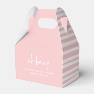 Pink girly baby shower party typography modern favour box