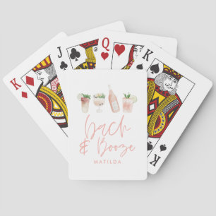 pink girly bach & booze bachelorette weekend chic playing cards