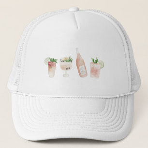 pink girly bach & booze bachelorette weekend chic trucker hat
