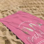 pink girly bachelorette floral cocktail elegant beach towel<br><div class="desc">Chic elegant pink girly champagne floral wildflower modern bachelorette party fun summer matching personalised clothing design. Can be customised for the bride,  bridesmaid,  maid of honour,  mother of the bride and groom etc</div>