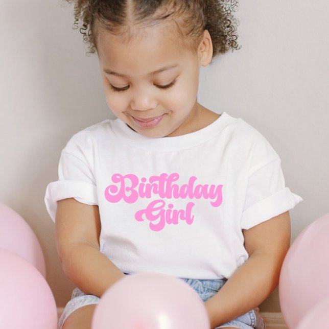 Pink Girly Birthday Girl 1st First Birthday Toddler T-Shirt (Creator Uploaded)