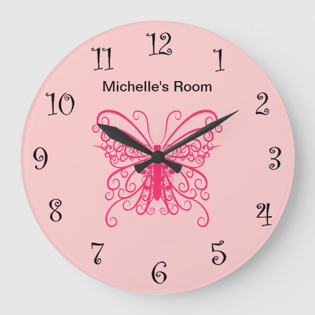 Pink Girly Butterfly Clocks (Front)