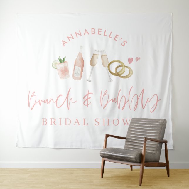 pink girly champagne bridal shower tapestry (In Situ (Horizontal))