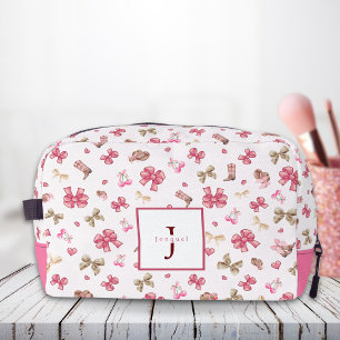 Pink Girly Cowgirl Coquette Pattern Monogram Name Dopp Kit
