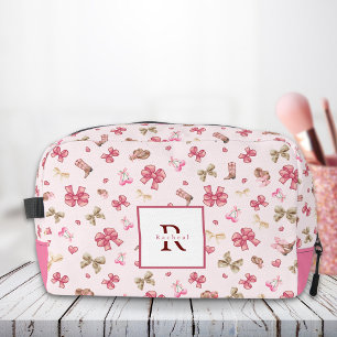 Pink Girly Cowgirl Coquette Pattern Monogram Name Dopp Kit