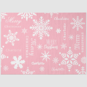 Pink Girly Custom Name Christmas Holiday Snow Tissue Paper