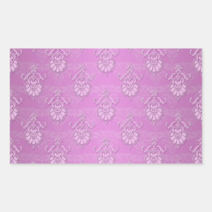 Pink Girly Damask Pattern Rectangular Sticker