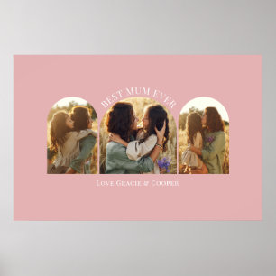 Pink girly elegant arch multi photo best mum poster