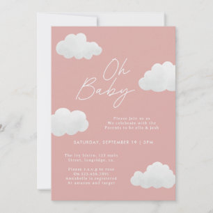 Pink girly elegant Oh Baby shower modern stylish Invitation
