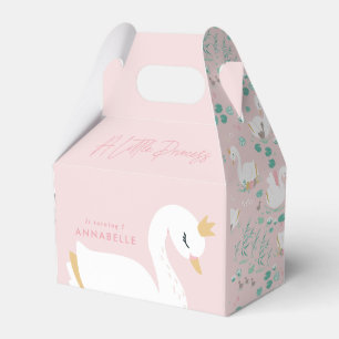 Pink girly elegant photo beautiful swan party favo favour box