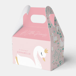 Pink girly elegant photo beautiful swan party favour box