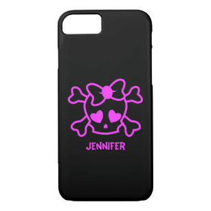 Pink girly emo skull with bow Case-Mate iPhone case