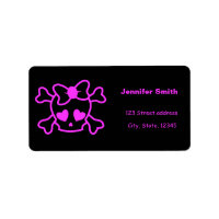 Pink girly emo skull with bow