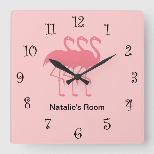Pink Girly Flamingo Clocks (Front)