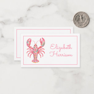 Pink Girly Floral Lobster Personalised Card