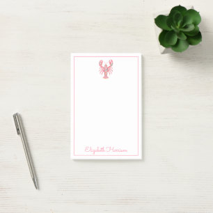 Pink Girly Floral Lobster Personalised Post-it Notes