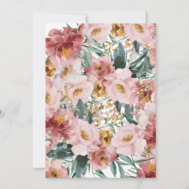 Pink girly floral photo graduation announcement (Back)