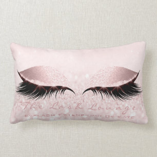 Pink Girly Glitter Makeup Lash Eye Princess Pastel Lumbar Cushion