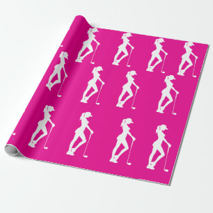 Pink Girly Golf Party Wrapping Paper
