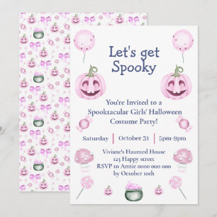 Pink Girly Halloween Party Invitation