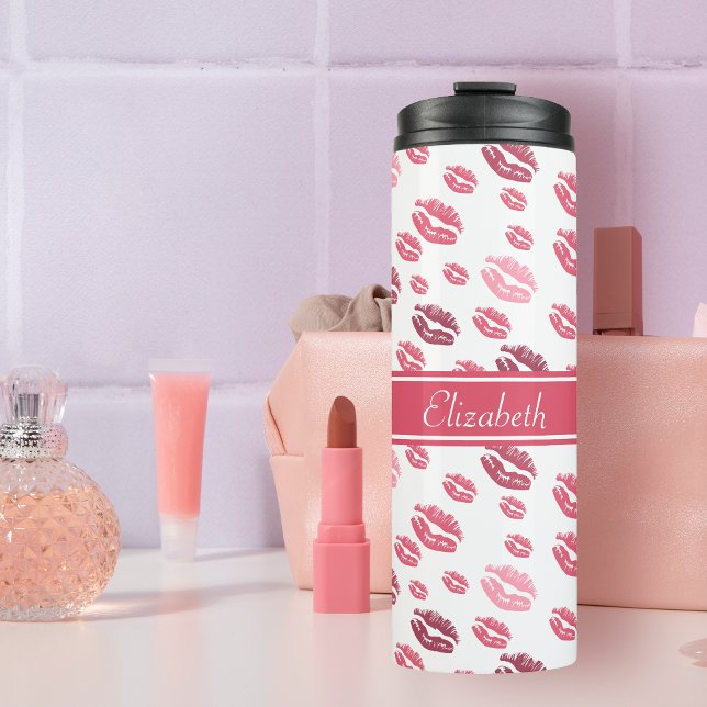 Pink Girly Lips Thermal Tumbler (Creator Uploaded)