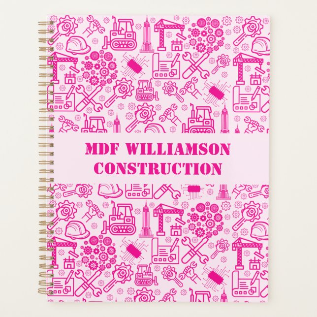 pink girly modern Architectural Blueprint Engineer Planner (Front)