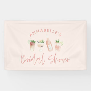 Pink girly modern cocktail script bridal shower banner