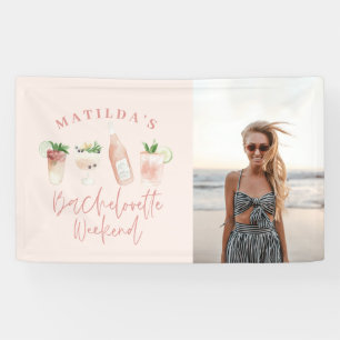Pink girly modern drink bachelorette weekend photo banner