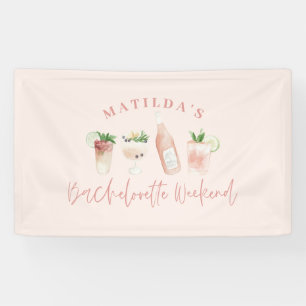 Pink girly modern drinks bachelorette weekend banner
