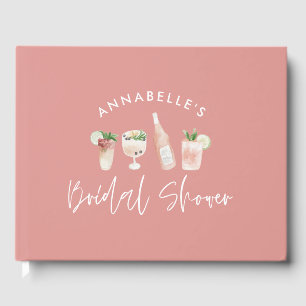Pink girly modern drinks bridal shower guest book