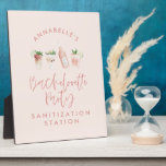 Pink girly modern script bachelorette sanitizer plaque<br><div class="desc">Pink girly modern script bachelorette sanitizer design.</div>