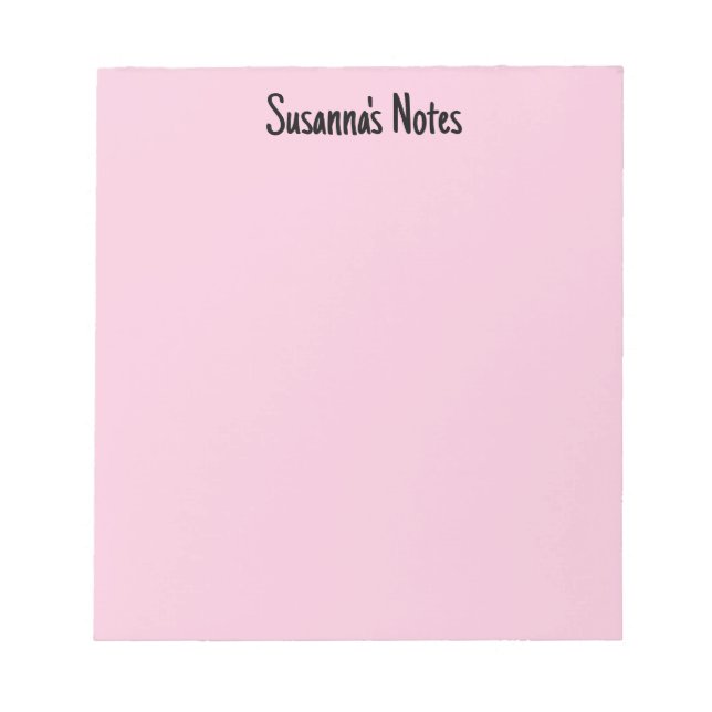 Pink Girly Modern Script Custom Name  Notepad (Front)