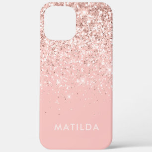 Pink girly modern simple glitter feminine beach to iPhone 12 pro max case