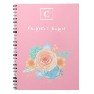 Pink Girly Monogram floral Notebook