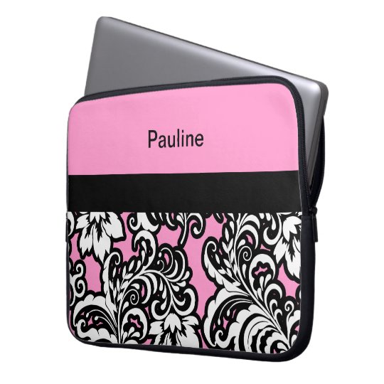 Pink Girly Monogram Laptop Case