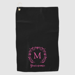 Pink girly monogram with your name golf towel