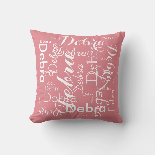 pink girly name personalised pattern cushion (Front)