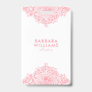 Pink Girly Ornate Ornament ID Badge